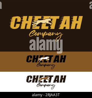 Cheetah Writing Logo With Cheetah Icon Puma Jaguar jump design inspiration Stock Vector