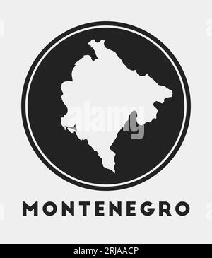 Montenegro icon. Round logo with country map and title. Stylish Montenegro badge with map. Vector illustration. Stock Vector