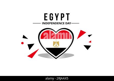 egyptian flag with original color in heart ornament Stock Vector