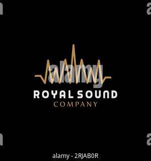 Sound Wave With Royal Crown logo Design Stock Vector