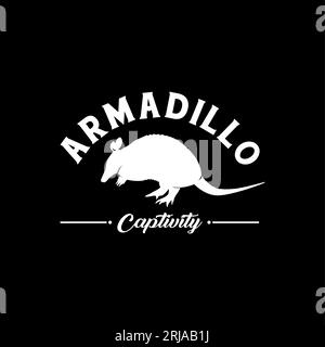 armadillo silhouette logo , protected animal armadillo captivity Stock Vector
