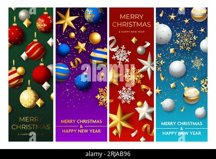 Merry Christmas and Happy New Year cards Stock Vector