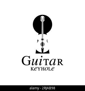Violin Viola Guitar with Keyhole logo design inspiration Stock Vector