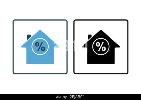 House Loan Icon. Icon related to Credit and Loan. suitable for web site design, app, user interfaces, printable etc. Solid icon style. Simple vector d Stock Vector