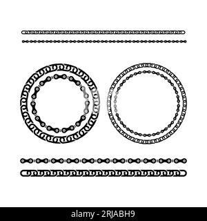 Metal Chain Machine Chain Frame Border Vector Collection Stock Vector