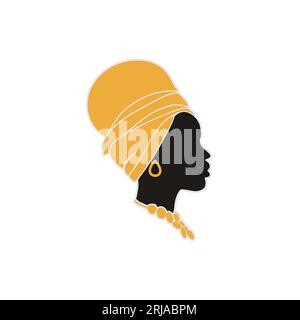 Exotic African Woman Logo Design Inspiration Stock Vector