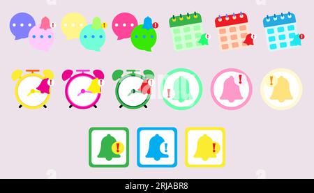 Collection icon different types of reminders, email, phone calls, to-do reminders. set of Notification bell. Stock Vector