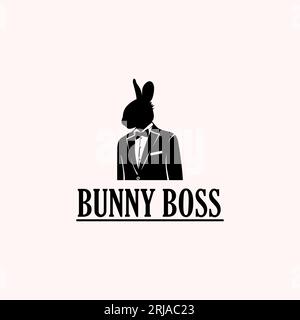 Rabbit Bunny Businessman silhouette with elegant gentleman tuxedo Stock Vector