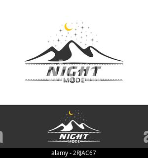Shutter Lens Aperture In Writing Mode With Mountain Night For Photographer Logo Design Inspiration Stock Vector