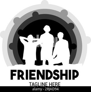 Friendship Logo With Three People Becomes A Symbol In The Logo, a logo that is suitable for companies engaged in relationship Stock Vector