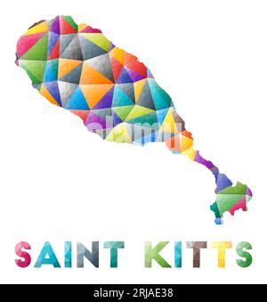 Saint Kitts - colorful low poly island shape. Multicolor geometric triangles. Modern trendy design. Vector illustration. Stock Vector