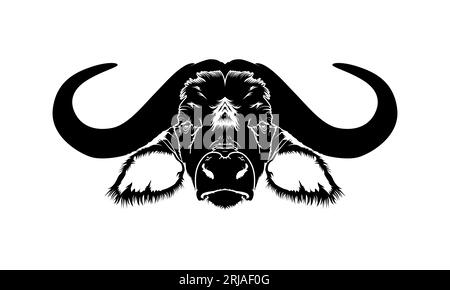 Long horn buffalo head vector, Buffalo head Logo Design Inspiration Stock Vector