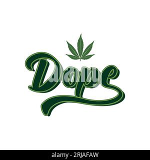 Dope Lettering Logo With Marijuana Cannabis CBD Leaf Icon Inspirational Design Stock Vector