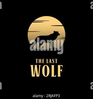 Full Moon Wolf Silhouette Logo Stock Vector