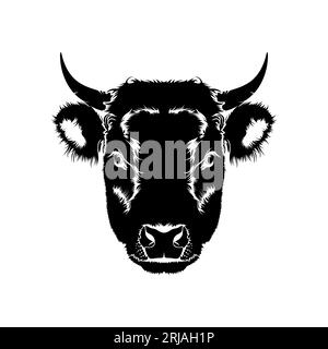 angus buffalo cow head vector, cow head logo design inspiration Stock Vector