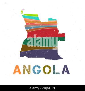 Angola vintage map. Grunge poster with map of the country in retro ...