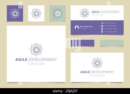 Agile development logo design with editable slogan. Branding book and business card template. Stock Vector