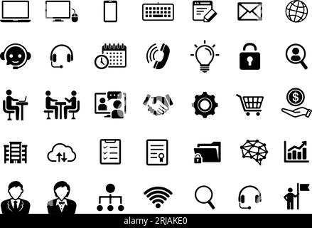 Vector icon illustration set related to business and office work. Stock Vector