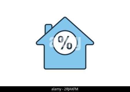 House Loan Icon. Icon related to Credit and Loan. suitable for web site design, app, user interfaces, printable etc. Flat Line icon style. Simple vect Stock Vector