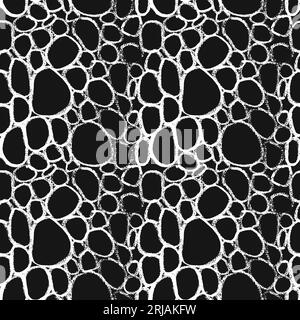Chalk Sketch Seamless Round Network Cells Texture. Stock Vector