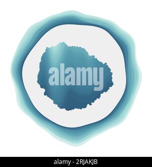 La Gomera logo. Badge of the island. Layered circular sign around La Gomera border shape. Stylish vector illustration. Stock Vector