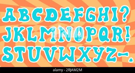 font rave groovy letters. 70s psychedelic type concept Stock Vector