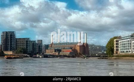 The former Battersea Power Station on the banks of the River Thames in London, UK Stock Photo