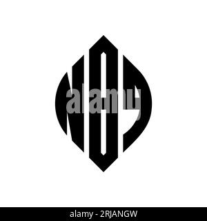NBQ circle letter logo design with circle and ellipse shape. NBQ ellipse letters with typographic style. The three initials form a circle logo. NBQ Ci Stock Vector