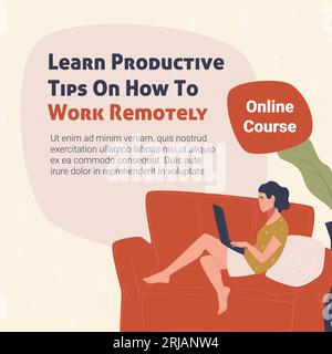 Learn productive tips on how to work remotely Stock Vector