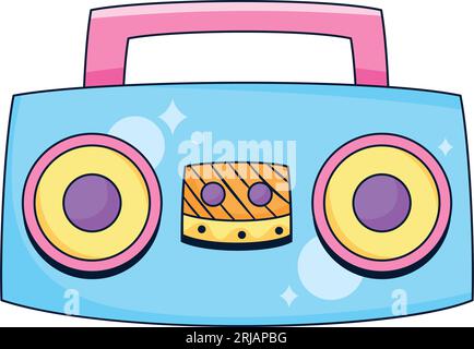 blue boom box over white Stock Vector