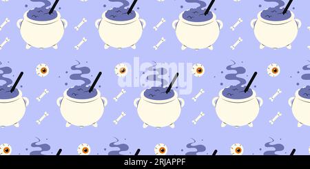 Cute Halloween seamless pattern with witchs Stock Vector