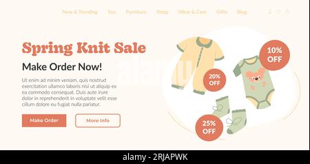 Spring knit sale, make order now on website page Stock Vector