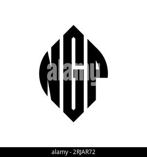 NGP circle letter logo design with circle and ellipse shape. NGP ellipse letters with typographic style. The three initials form a circle logo. NGP Ci Stock Vector