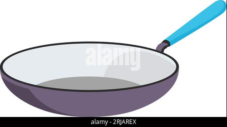 Frying pan with long handle, kitchenware dishes Stock Vector