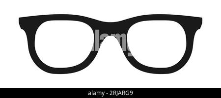 Nerd glasses on white background. Geek spectacles icon. Trendy black glasses frame. Graphic design element. Fashion accessory for characters. Vector Stock Vector
