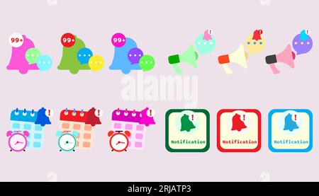 Collection icon different types of reminders, email, phone calls, to-do reminders. set of Notification bell. Stock Vector