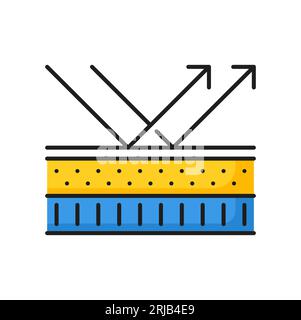 Impermeable barrier with liquids resistant surface. Skin protection sign. Waterproof fabric textile or mattress isolated color outline icon Stock Vector