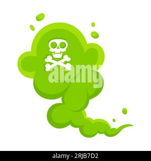 Smelling green cartoon smoke or fart clouds flat style design vector illustration. Stock Vector