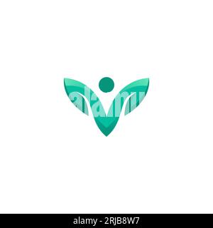 Letter VM Logo Design. V Leaf Logo Vector Stock Vector