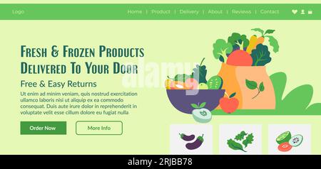 Fresh and frozen products delivered to your door Stock Vector