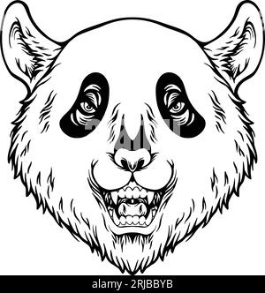 Ferocious furry scary bear head illustration monochrome vector illustrations for your work logo, merchandise t-shirt, stickers and label designs, post Stock Vector