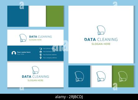 Data cleaning logo design with editable slogan. Branding book and business card template. Stock Vector