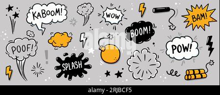 Pop art question with exclamation arrow set. Modern graphic design of ...