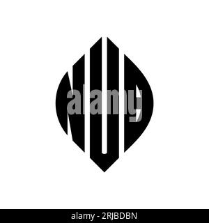 NUB circle letter logo design with circle and ellipse shape. NUB ellipse letters with typographic style. The three initials form a circle logo. NUB Ci Stock Vector