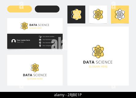 Data science logo design with editable slogan. Branding book and business card template. Stock Vector