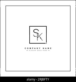 Abstract Letter SK Logo - Initial Monogram Template for Alphabet S and K Stock Vector