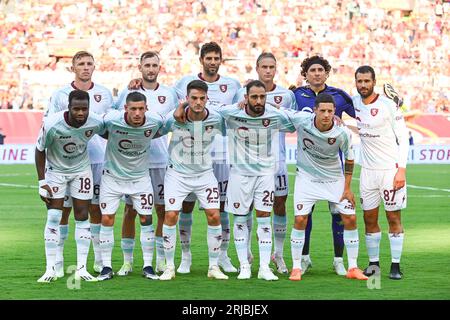 The US Salernitana team is posing for the photograph before the Serie A match between AS Roma and US Salernitana at Stadio Olimpico, Rome, Italy on Su Stock Photo