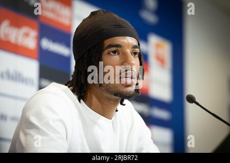 Gent, Belgium. 22nd Aug, 2023. Gent's Archie Brown pictured during a press conference of Belgian soccer team KAA Gent, on Tuesday 22 August 2023 in Gent, to present their latest transfer. BELGA PHOTO JAMES ARTHUR GEKIERE Credit: Belga News Agency/Alamy Live News Stock Photo