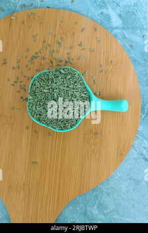 Fennel Seed Cup Green Circular Wooden Stock Photo