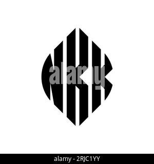 NKK circle letter logo design with circle and ellipse shape. NKK ellipse letters with typographic style. The three initials form a circle logo. NKK Ci Stock Vector